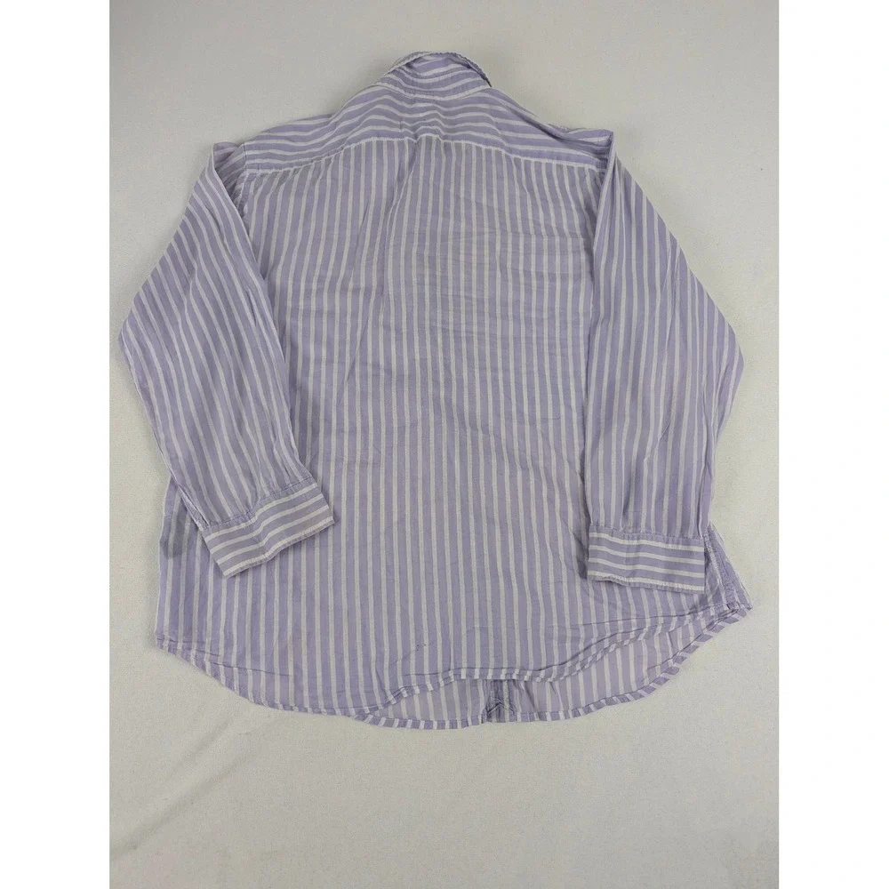 Lauren Ralph Lauren Womens Purple White Striped Cotton Button Down Shirt Large - Picture 5 of 11